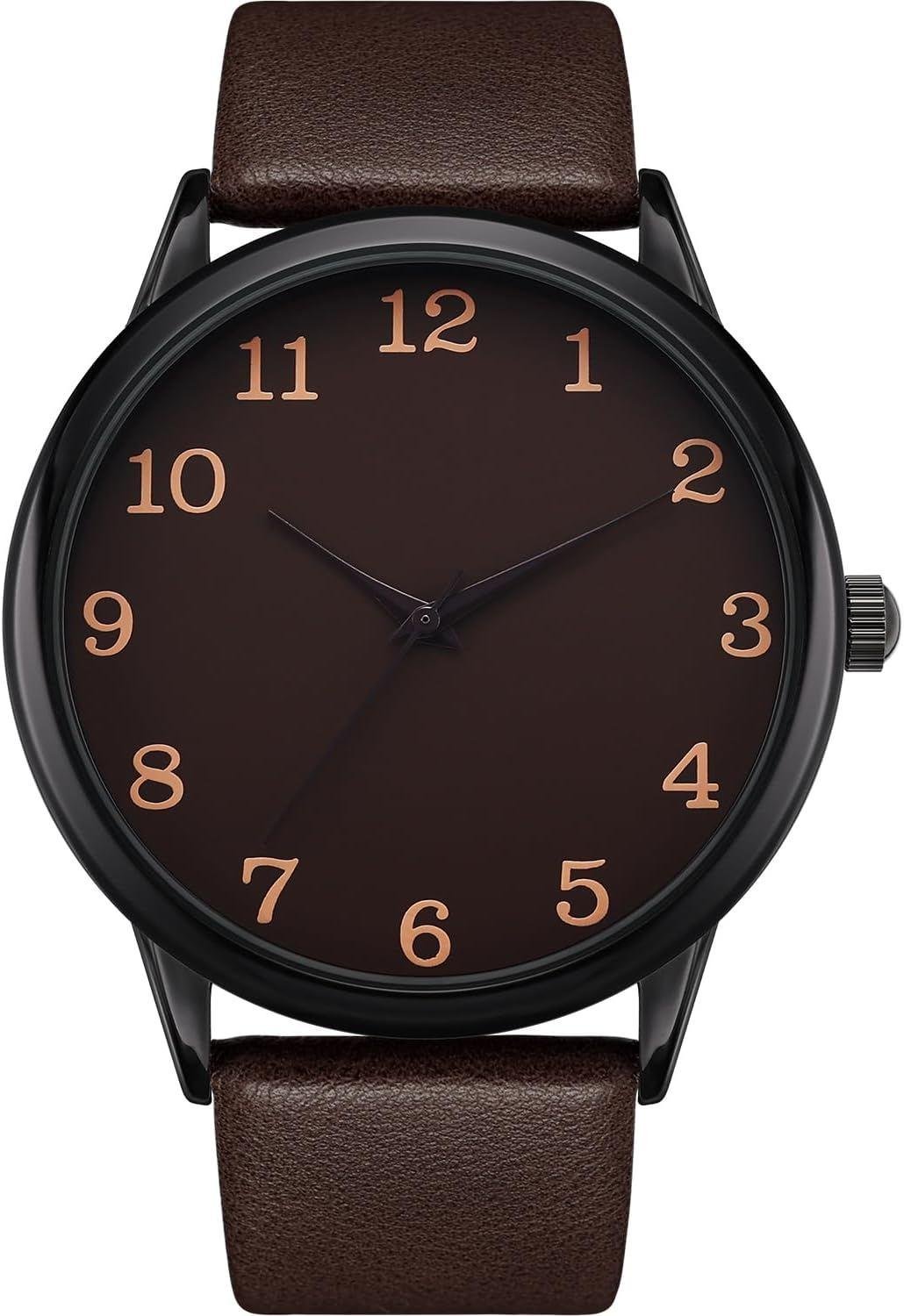 Mens classic watch with a leather strap